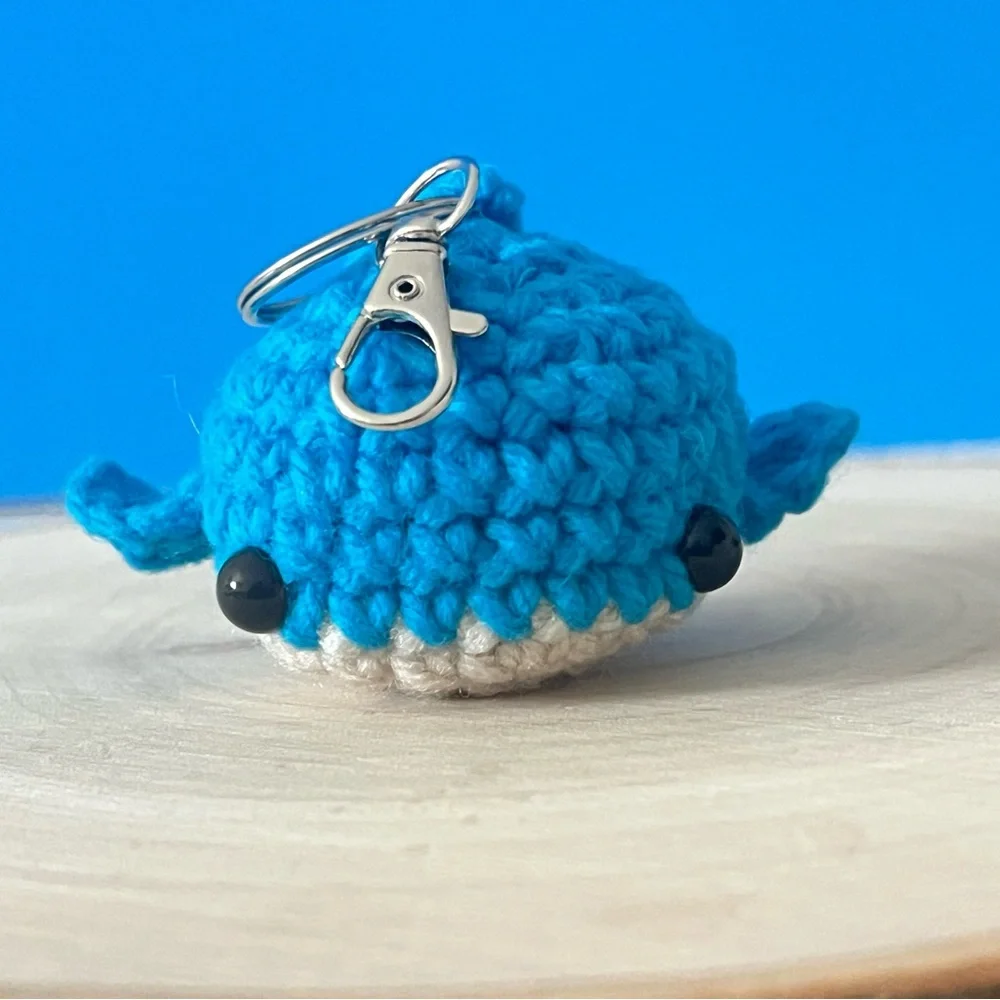 Handcrafted Blue Crochet Whale Keychain
